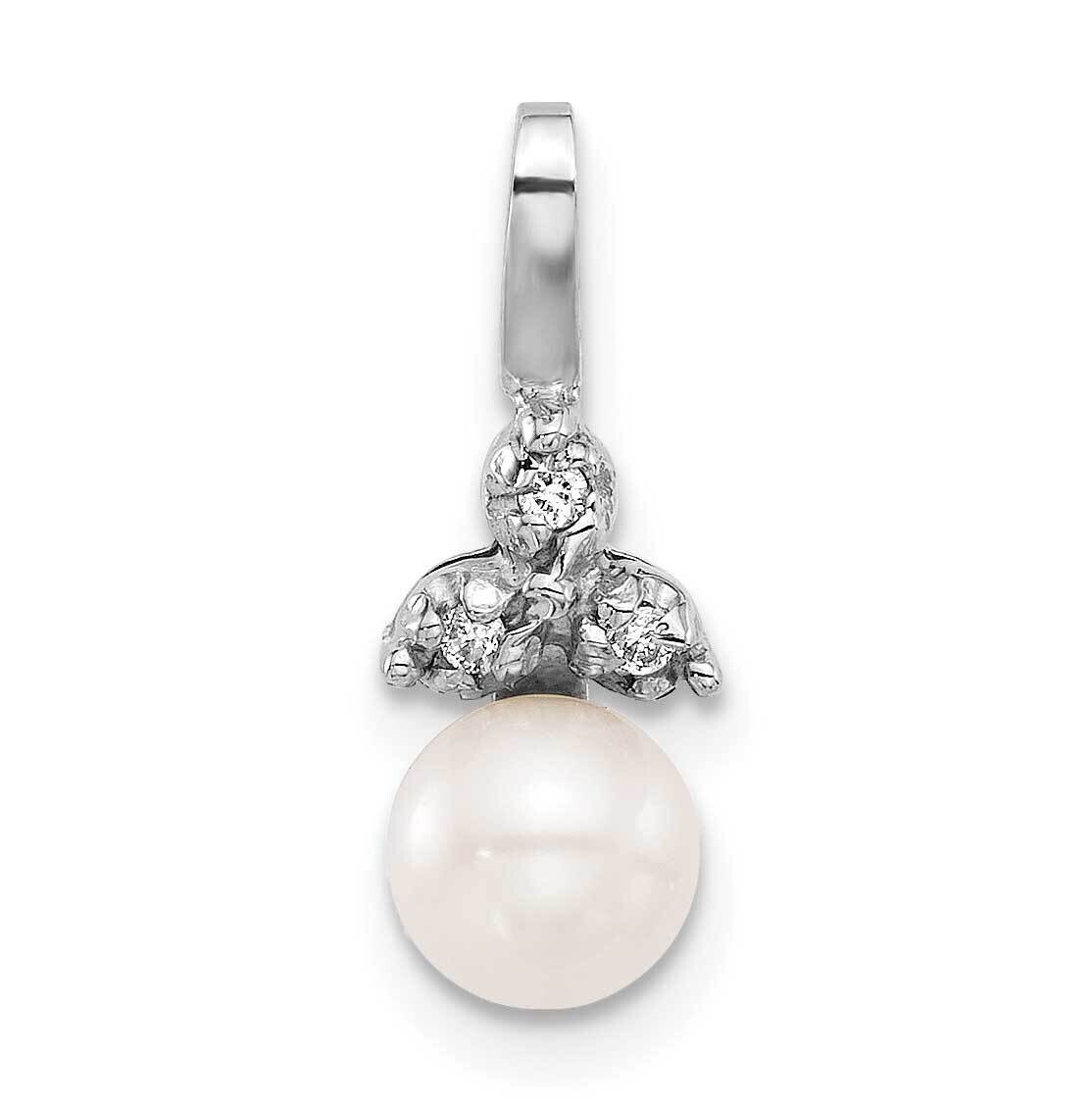 5-6mm Round White Fwc Pearl .03Ct Diamond Pendant 14k White Gold XFW828, MPN: XFW828,