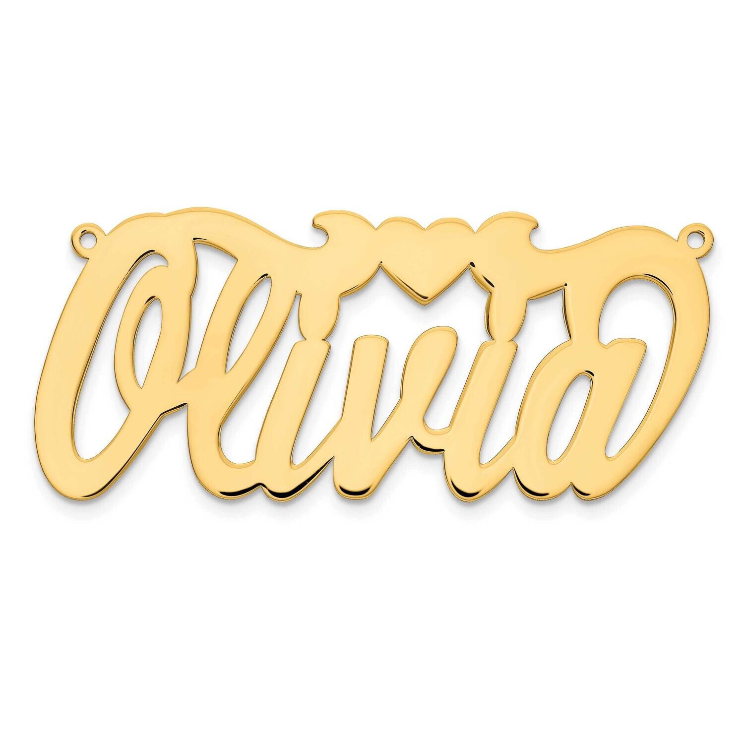 Gold-Plated Polished Heart Name Plate Sterling Silver XNA127GP