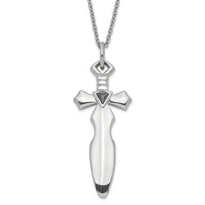 Black CZ Sword Necklace Stainless Steel SRN1316-20 by Chisel, MPN: SRN1316-20, 886774672823