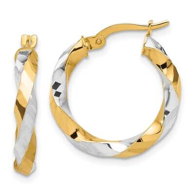 Polished Diamond-Cut Twisted Hoop Earrings 14k Gold White Rhodium TF2237, MPN: TF2237,