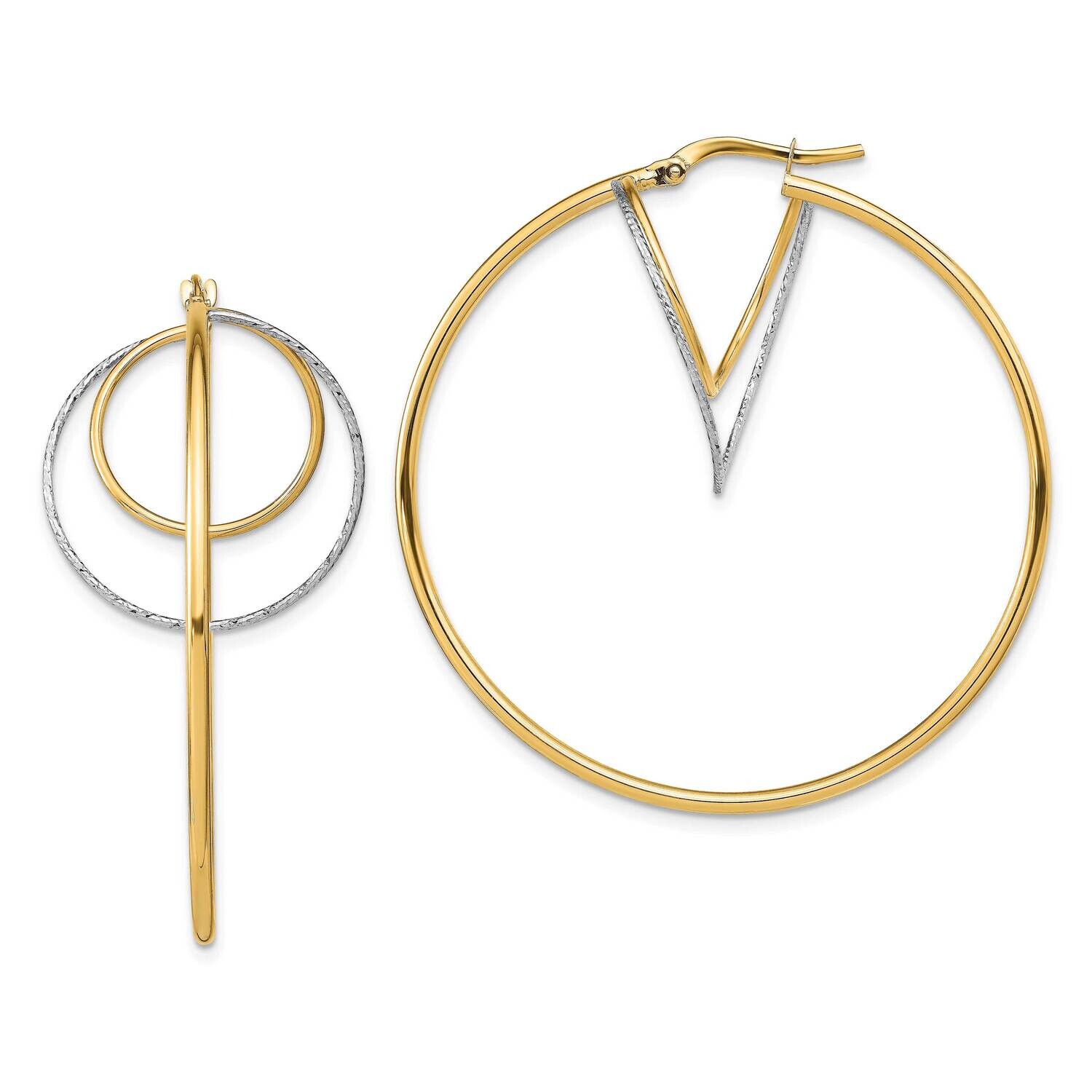 Diamond-Cut Twisted Circles Inside Hoop Earrings 14k Gold White Rhodium TF1939, MPN: TF1939, 191101…
