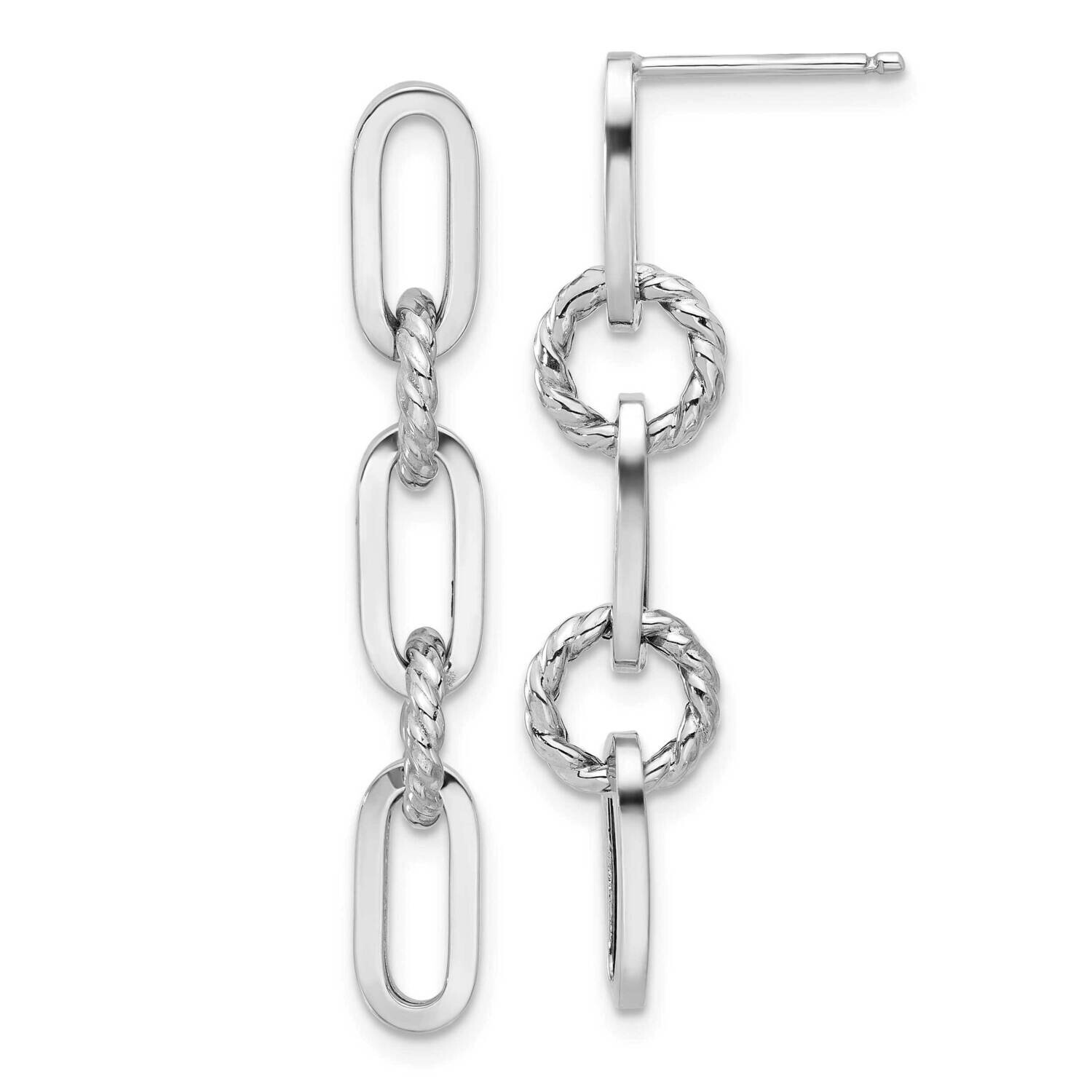 Polish Twisted Chain Link Dangle Post Earrings 14k White Gold TF2318W, MPN: TF2318W,