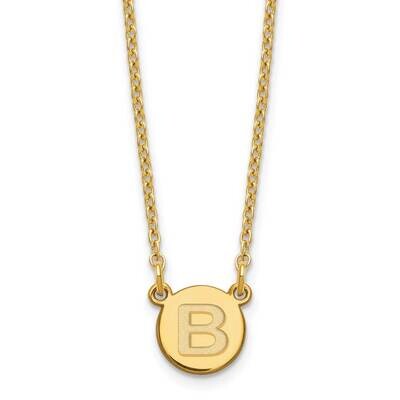 Gold-Plated Tiny Circle Block Letter B Initial Necklace Sterling Silver XNA722GP/B, MPN: XNA722GP/B,
