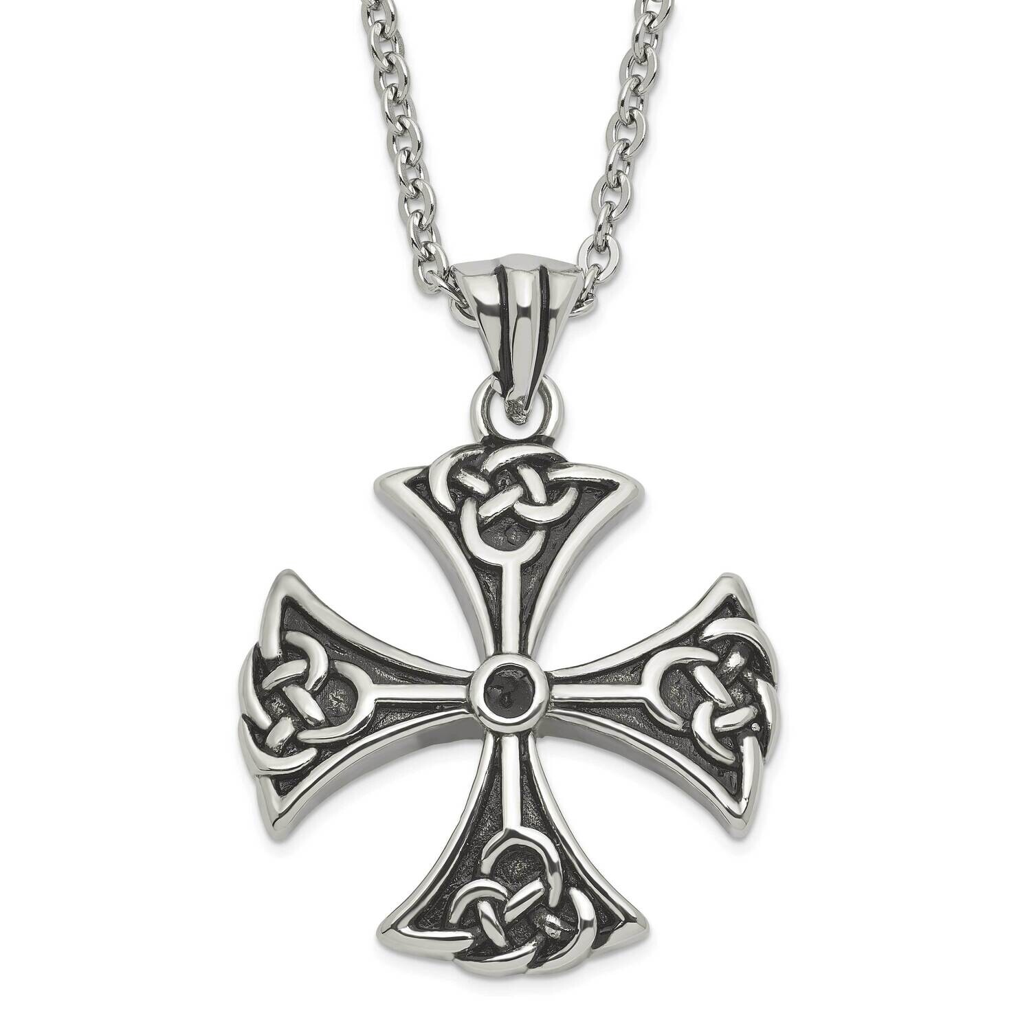 Antiqued Cross Pendant Necklace Stainless Steel SRN847-20 by Chisel, MPN: SRN847-20, 886774263267
