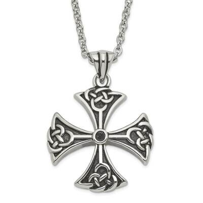 Antiqued Cross Pendant Necklace Stainless Steel SRN847-20 by Chisel, MPN: SRN847-20, 886774263267