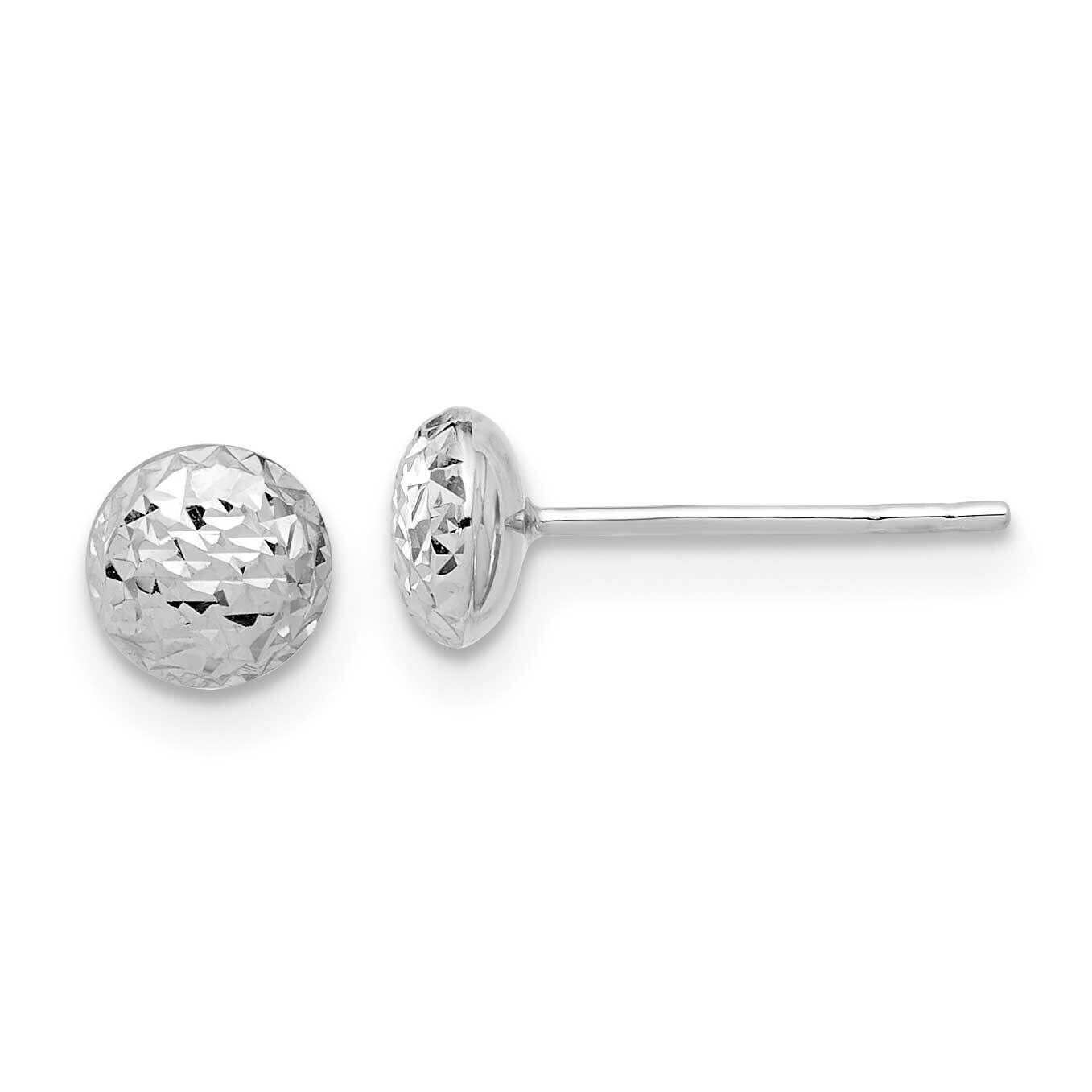 Polished Diamond-Cut 5.5mm Button Post Earrings 14k White Gold TF2336W, MPN: TF2336W,