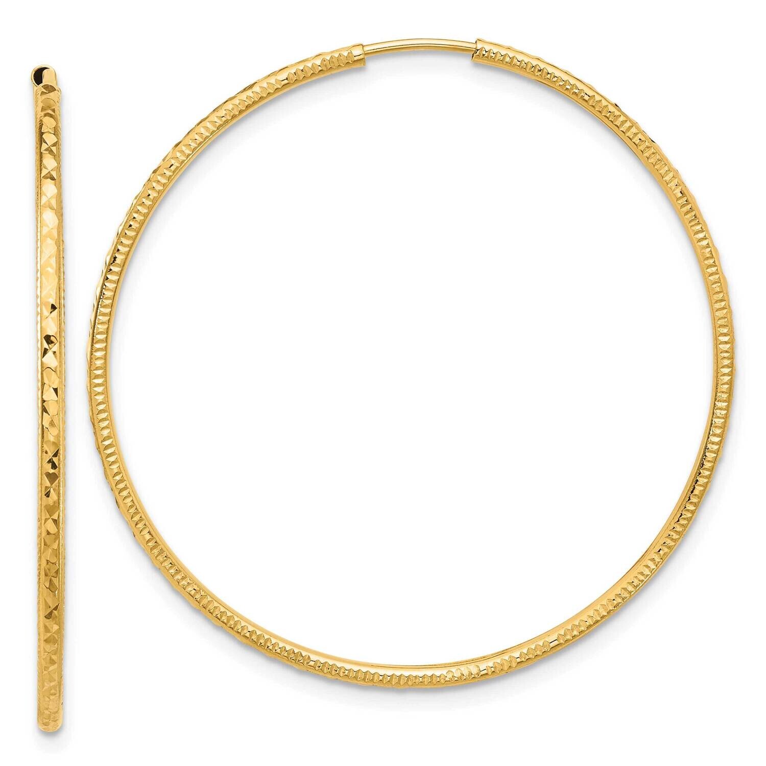 1.50mm Endless Hoop Earrings 14k Gold Diamond-Cut TF2179