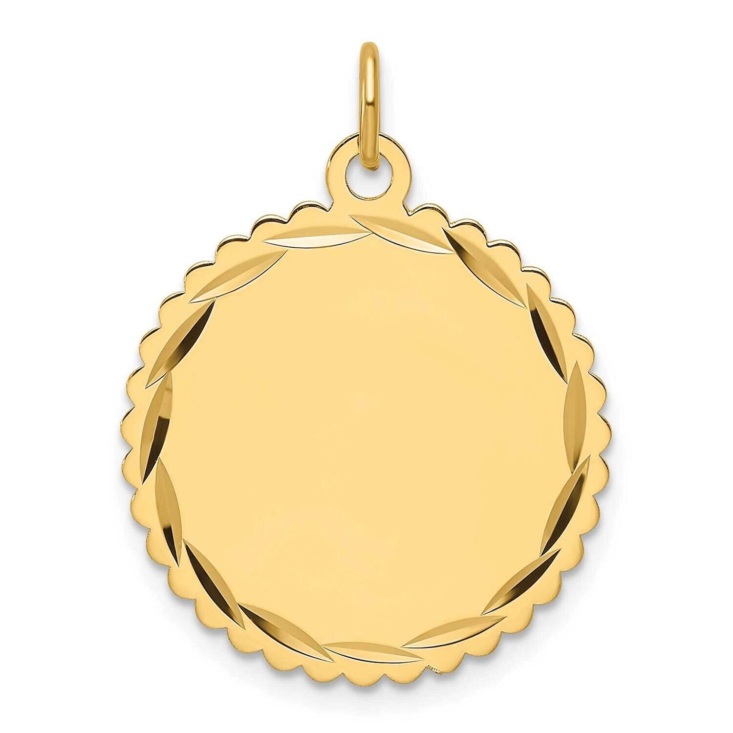 .011 Gauge Engravable Scalloped Disc Charm 14k Gold XM672/11, MPN: XM672/11,