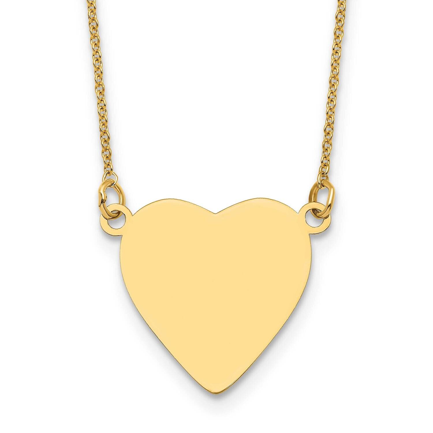 Plain .013 Gauge Heart Engravable Disc 18 Inch Necklace 14k Gold XM693/13-18, MPN: XM693/13-18,
