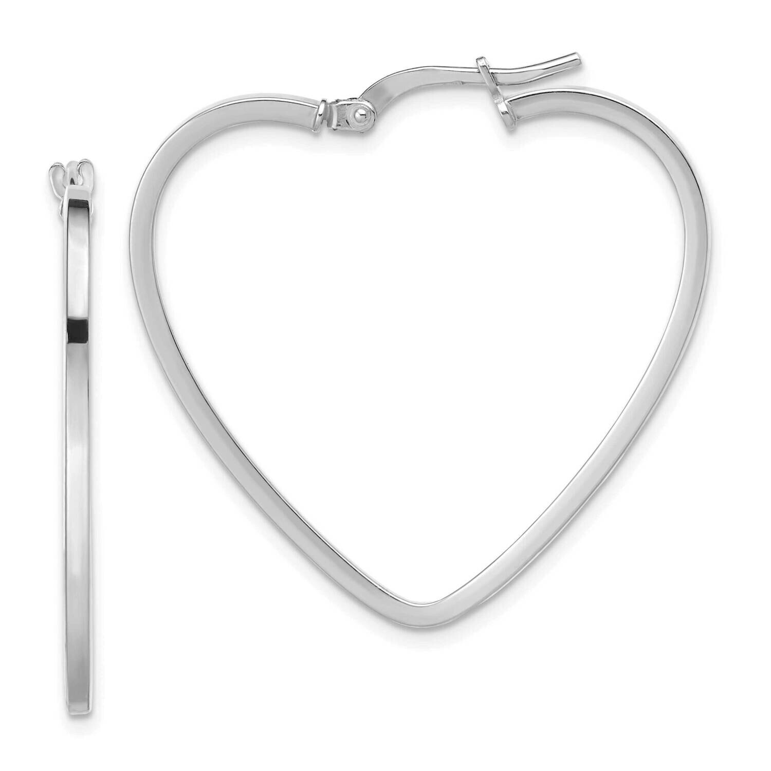 Polished Heart Hoop Earrings 14k White Gold TF1744W