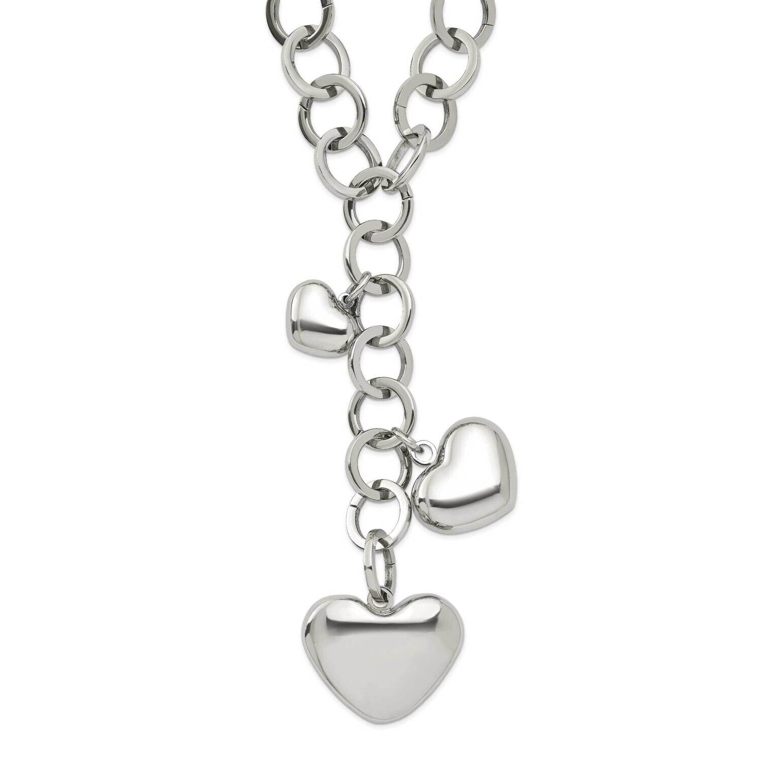 Polished Hearts 28 Inch Y Necklace Stainless Steel SRN604-28 by Chisel, MPN: SRN604-28, 886774041698