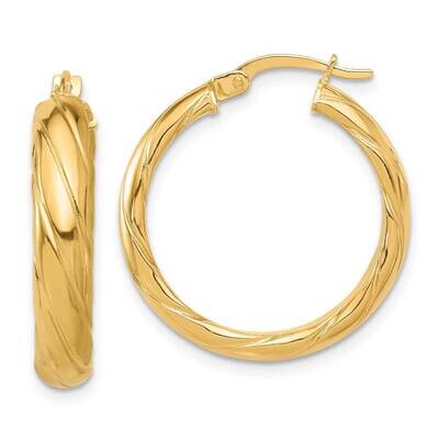 Textured Hoop Earrings 14k Polished Gold TF2242, MPN: TF2242,