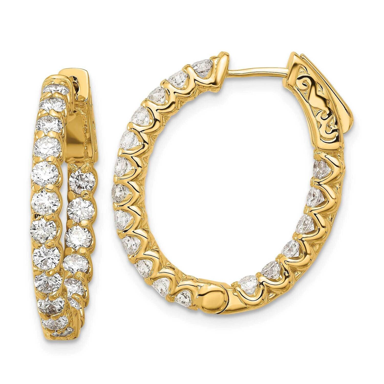 2.1Ct 36-2.5mm In Out Oval Hoop Safety Clasp Diamond Earrings 14k Gold XE3263AA, MPN: XE3263AA,