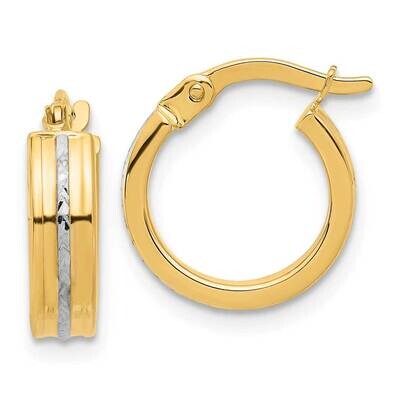 Polished Diamond-Cut Hoop Earrings 14k Gold White Rhodium TF2201, MPN: TF2201,
