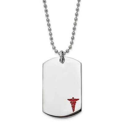 Chisel Polished Red Enamel Medical Id Dog Tag On A 24 Inch Ball Chain Necklace Stainless Steel SRN3…