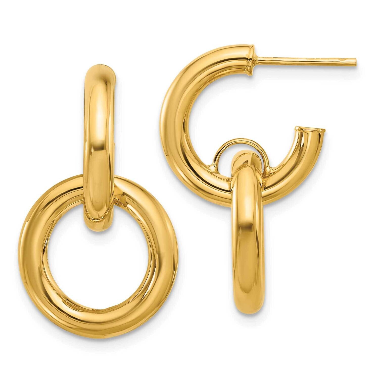 Hoop Dangle Post Earrings 14k Polished Gold TF2328