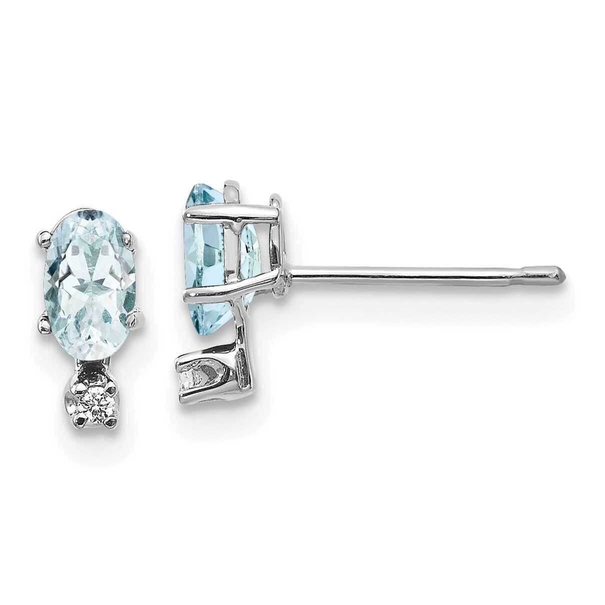Diamond Aquamarine Birthstone Earrings 14k White Gold XBE182W, MPN: XBE182W,