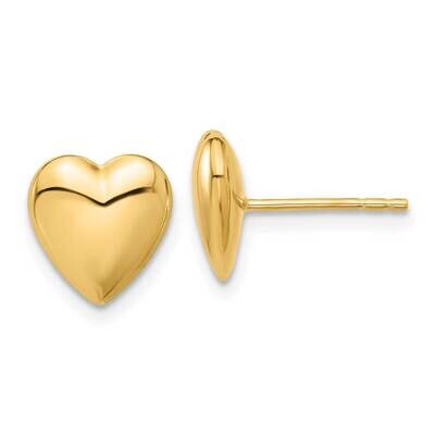 Puffed Heart Post Earrings 14k Polished Gold TF2360, MPN: TF2360, 196904100356
