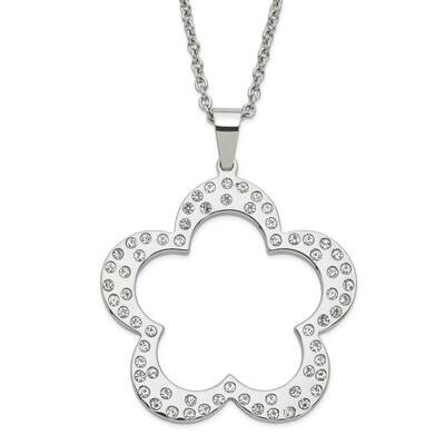 Polished Flower CZs Pendant 24 Inch Necklace Stainless Steel SRN591-24 by Chisel, MPN: SRN591-24, 8…