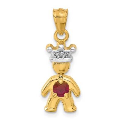 Diamond Synthetic January Birthstone Boy Pendant 14k Gold XK1052, MPN: XK1052,