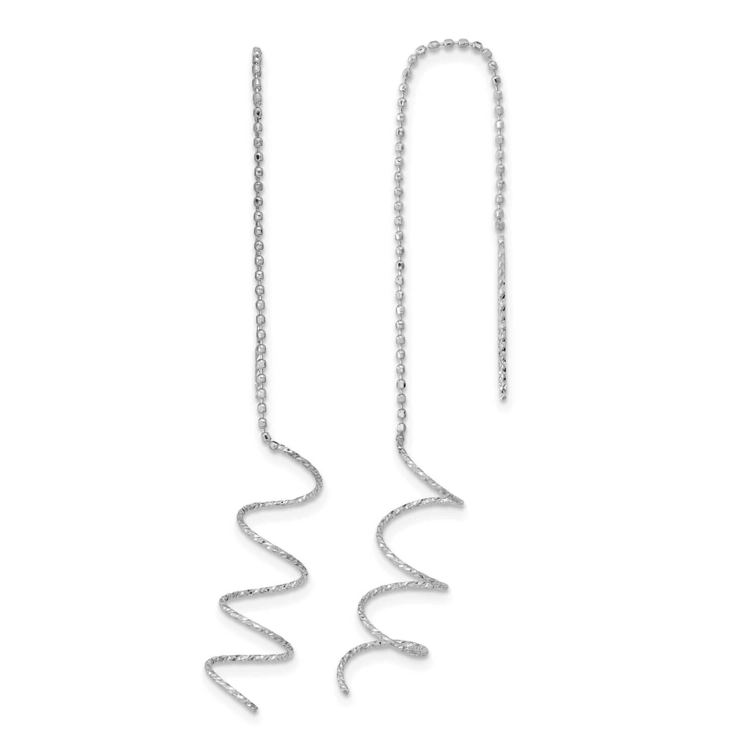 Polished Diamond-Cut Spiral Threader Earrings 14k White Gold TH951W, MPN: TH951W,