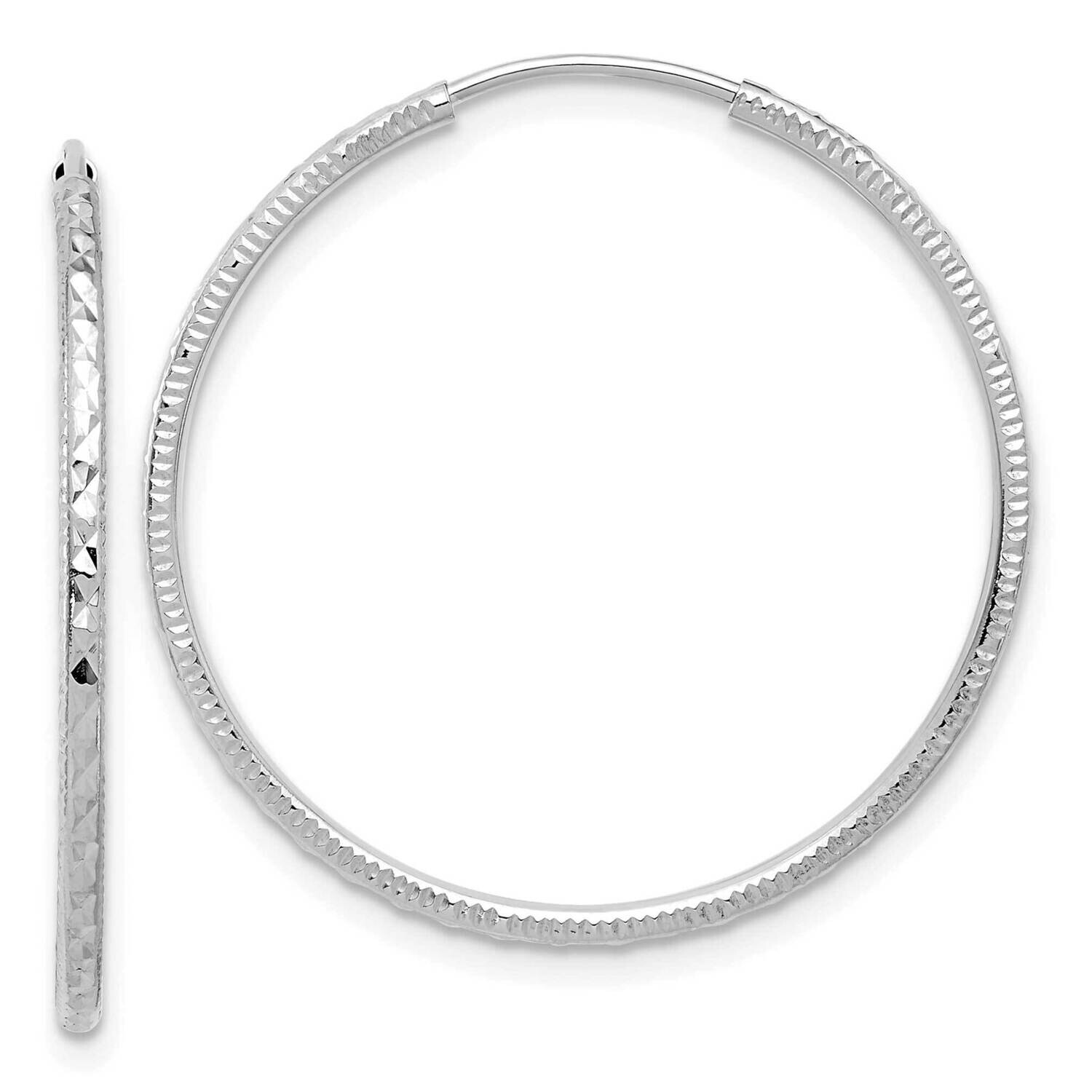 Diamond-Cut 1.50mm Endless Hoop Earrings 14k White Gold TF2177W