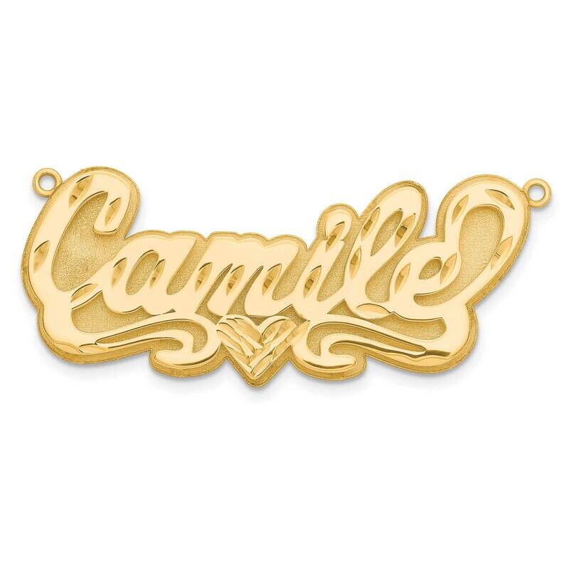 Gold-Plated 3D Diamond-Cut Heart Name Plate Sterling Silver XNA238GP