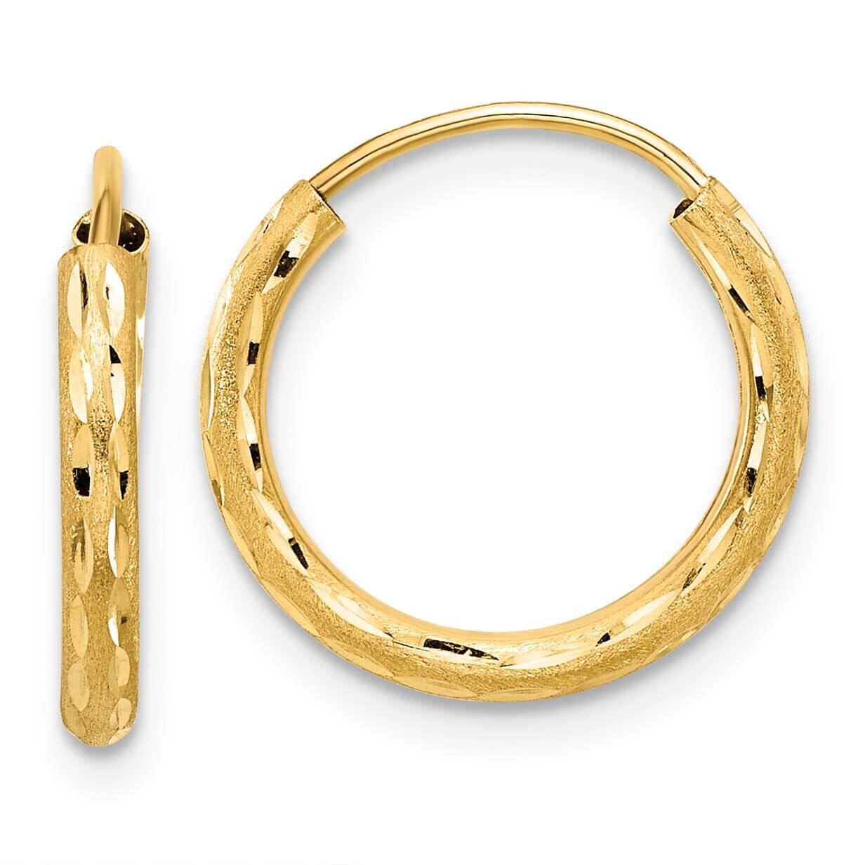 Satin Diamond-Cut 2.00mm Endless Hoop Earrings 14k Polished Gold TF2192, MPN: TF2192,