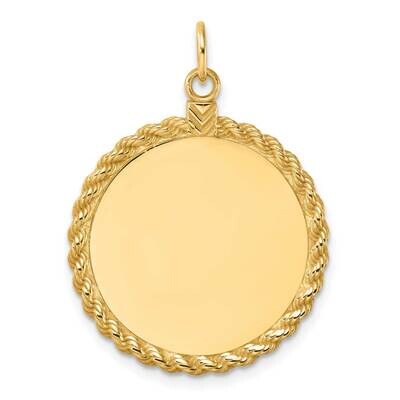 Plain .013 Gauge Circular Engravable Disc Rope Charm 14k Gold XM682/13, MPN: XM682/13,