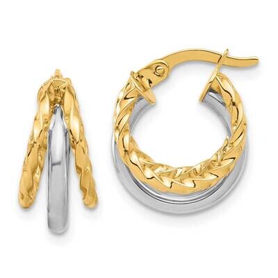 Polished Fancy Hoop Earrings 14k Two-Tone Gold TF2264, MPN: TF2264,
