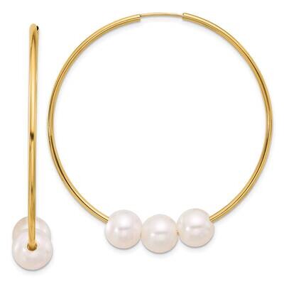 8-9mm Round White Freshwater Cultured Pearl Infinity Hoop Earrings 14k Gold XF862E, MPN: XF862E, 19…