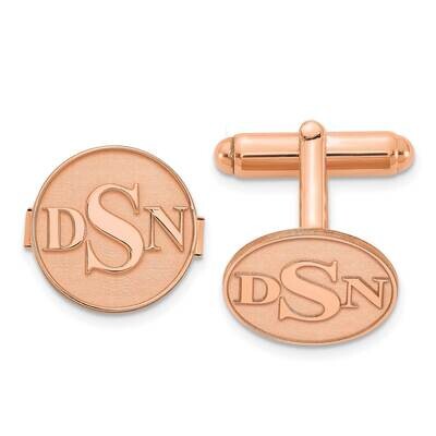 Rose-Plated Circle Raised Letters Monogram Cuff Links Sterling Silver XNA618RP, MPN: XNA618RP,