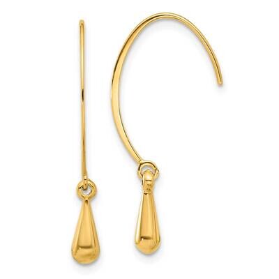 Dangle Threader Hook Earrings 14k Polished Gold TF2325, MPN: TF2325, 196904100370