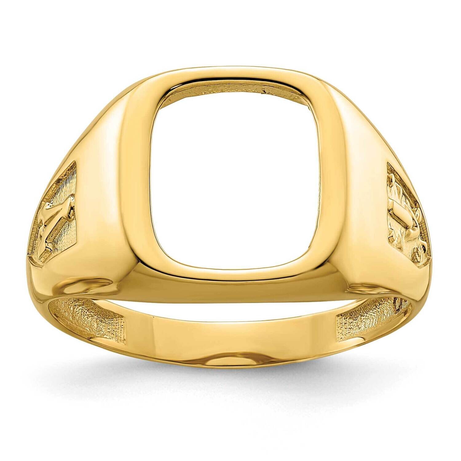Men&#39;s Polished Textured Masonic Ring Mounting 14k Gold X24B by Masonic, MPN: X24B,