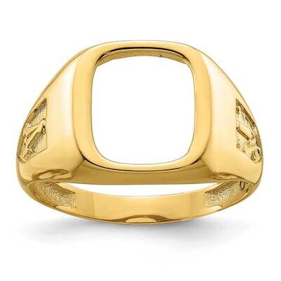 Men&#39;s Polished Textured Masonic Ring Mounting 14k Gold X24B by Masonic, MPN: X24B,