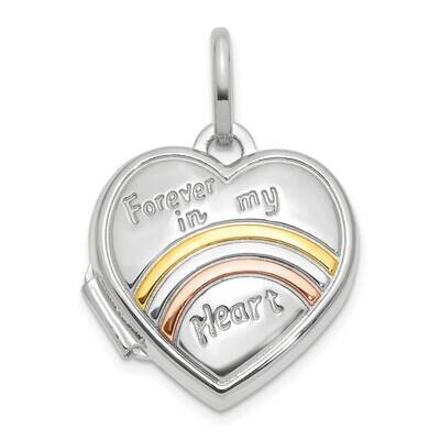 Rose Rhodium 15mm Forever In My Heart Heart Locket 14k White Gold XL854W, MPN: XL854W,