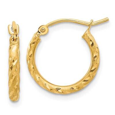 Satin Diamond-Cut 2.00mm Hoop Earrings 14k Polished Gold TC1045, MPN: TC1045,
