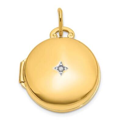 Polished Diamond 16mm Round Locket 14k Gold White Rhodium  XL868, MPN: XL868,