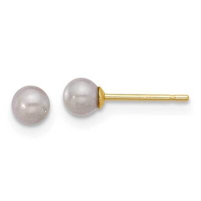 3-4mm Round Grey Freshwater Cultured Pearl Post Earrings 14k Gold X30PG, MPN: X30PG,