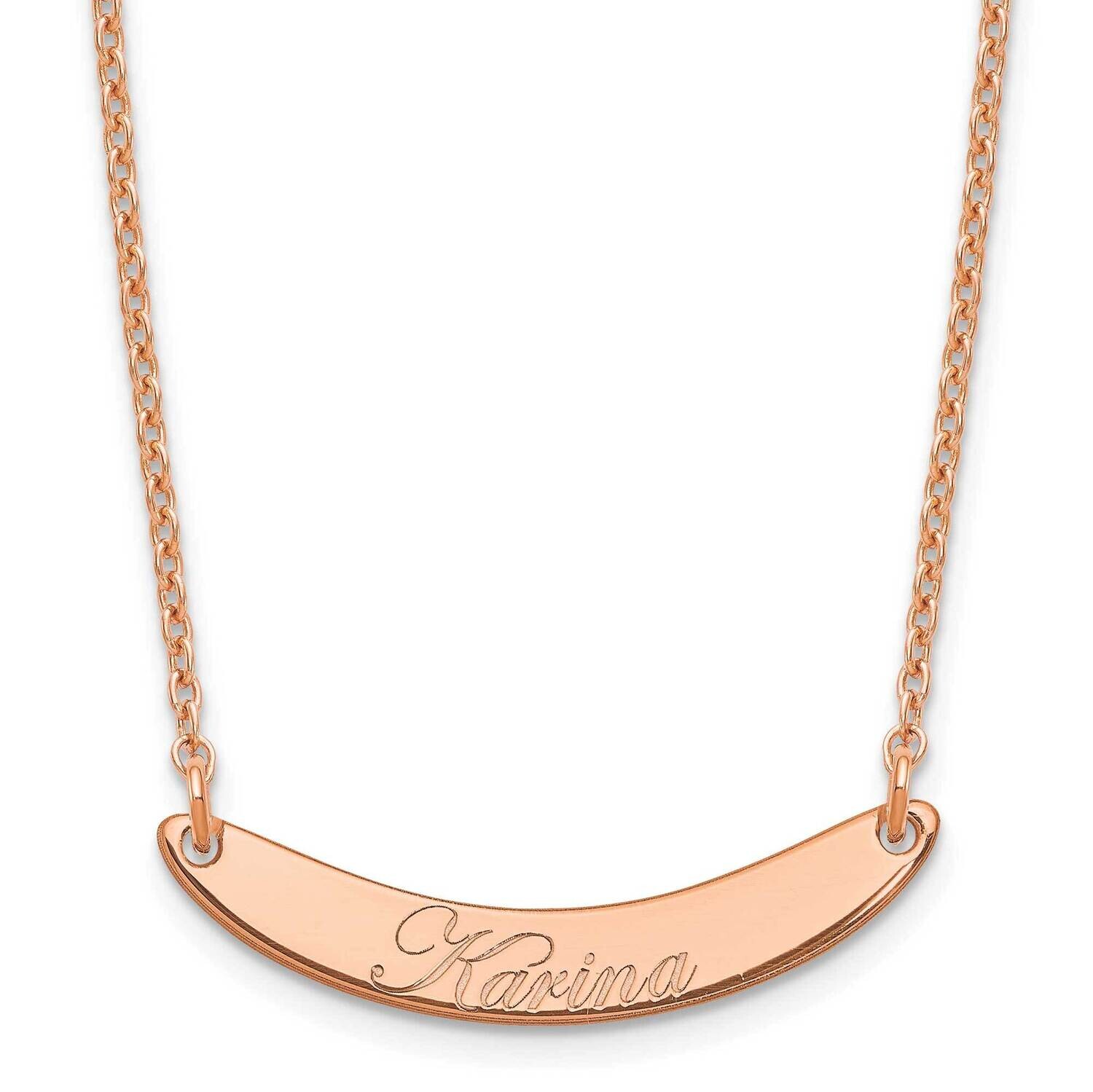 Rose-Plated Small Polished Curved Edwardian Script Bar Necklace Sterling Silver XNA1235RP, MPN: XNA…