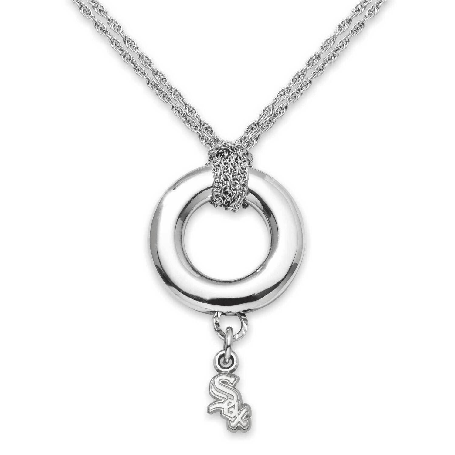 Chicago White Sox Logo Charm 1/2 On Halo Necklace Sterling Silver WHI020HALO-SS
