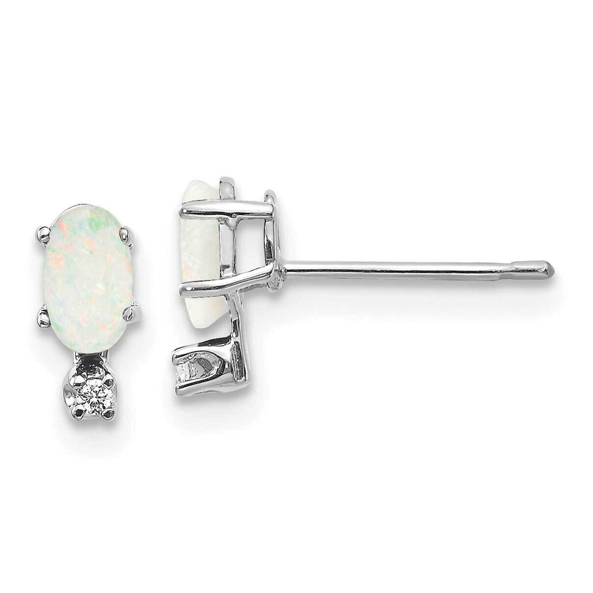 Diamond Opal Birthstone Earrings 14k White Gold XBE189W, MPN: XBE189W,