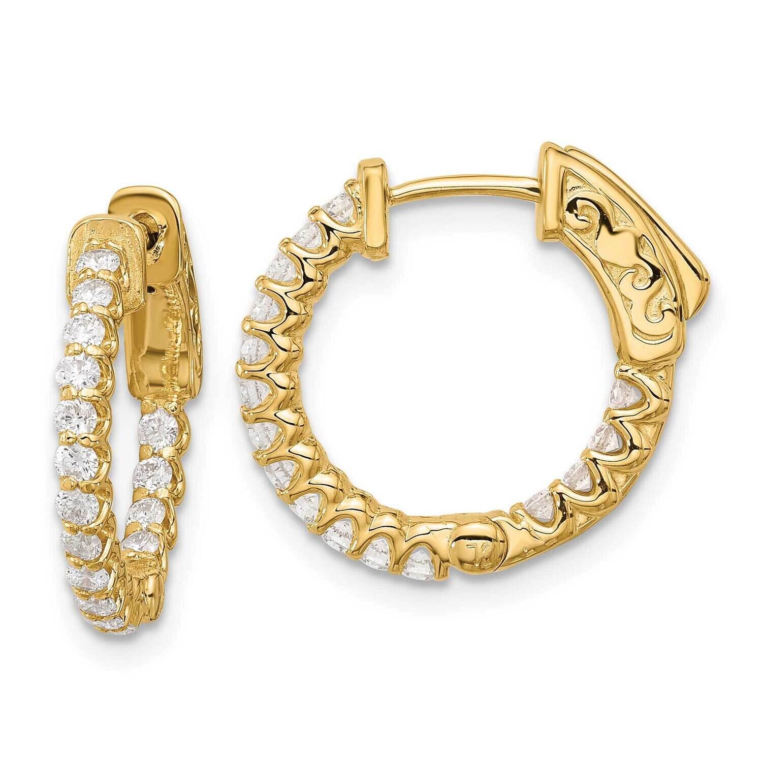 .64Ct 32-1.7 In Out Hoop Safety Clasp Diamond Earrings 14k Gold XE3245AA, MPN: XE3245AA,
