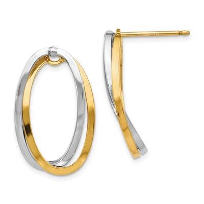 Polished Versatile Oval Post Earrings 14k Two-Tone Gold TF1305YW, MPN: TF1305YW, 191101973949