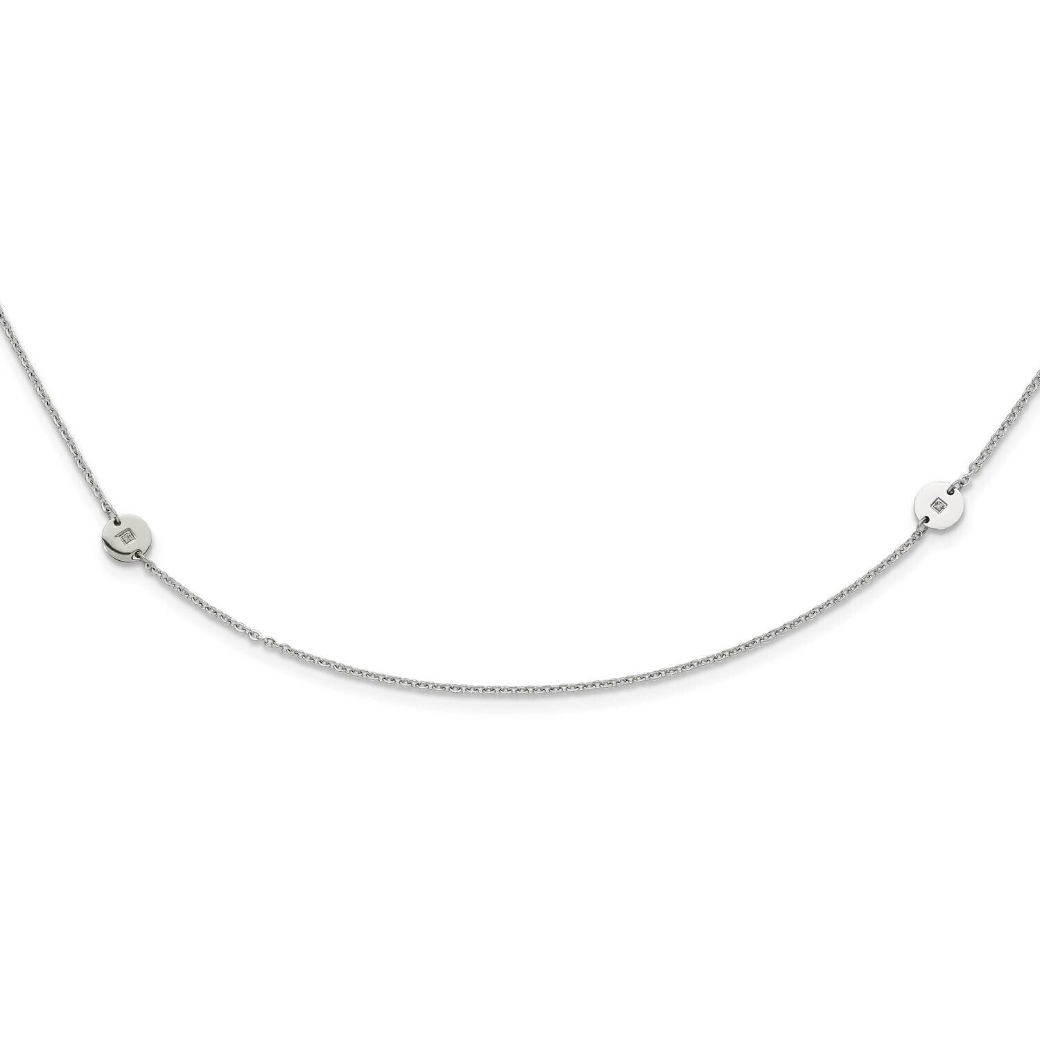 Polished Circles CZ Necklace Stainless Steel SRN1674-33.75