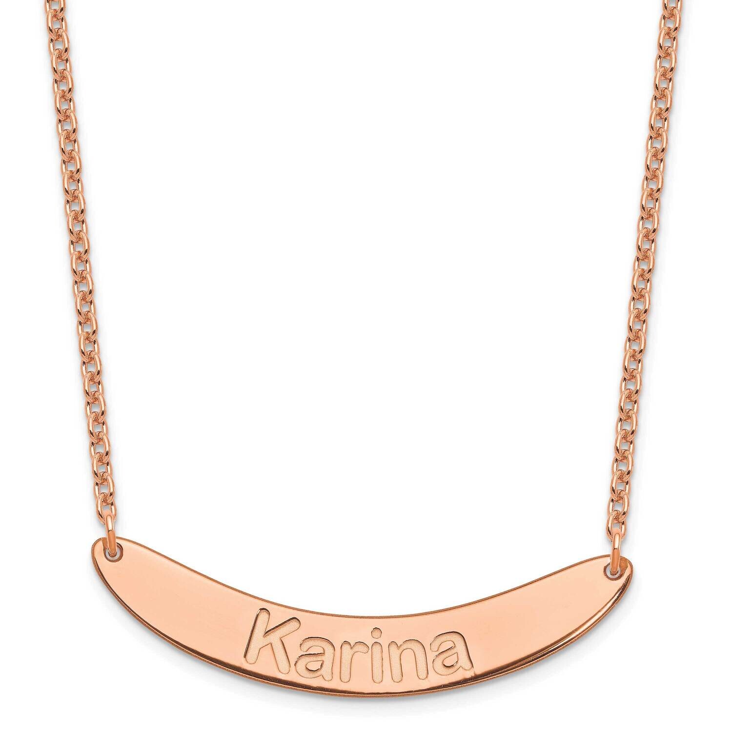 Rose-Plated Medium Polished Curved Arial Rounded Bar Necklace Sterling Silver XNA1240RP, MPN: XNA12…