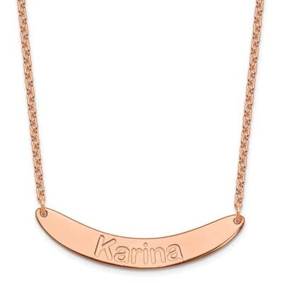 Rose-Plated Medium Polished Curved Arial Rounded Bar Necklace Sterling Silver XNA1240RP, MPN: XNA12…