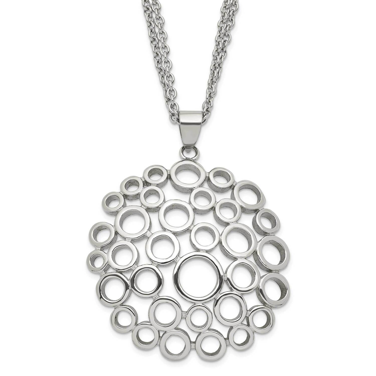 Polished Multi-Circle Necklace Stainless Steel SRN1340-18