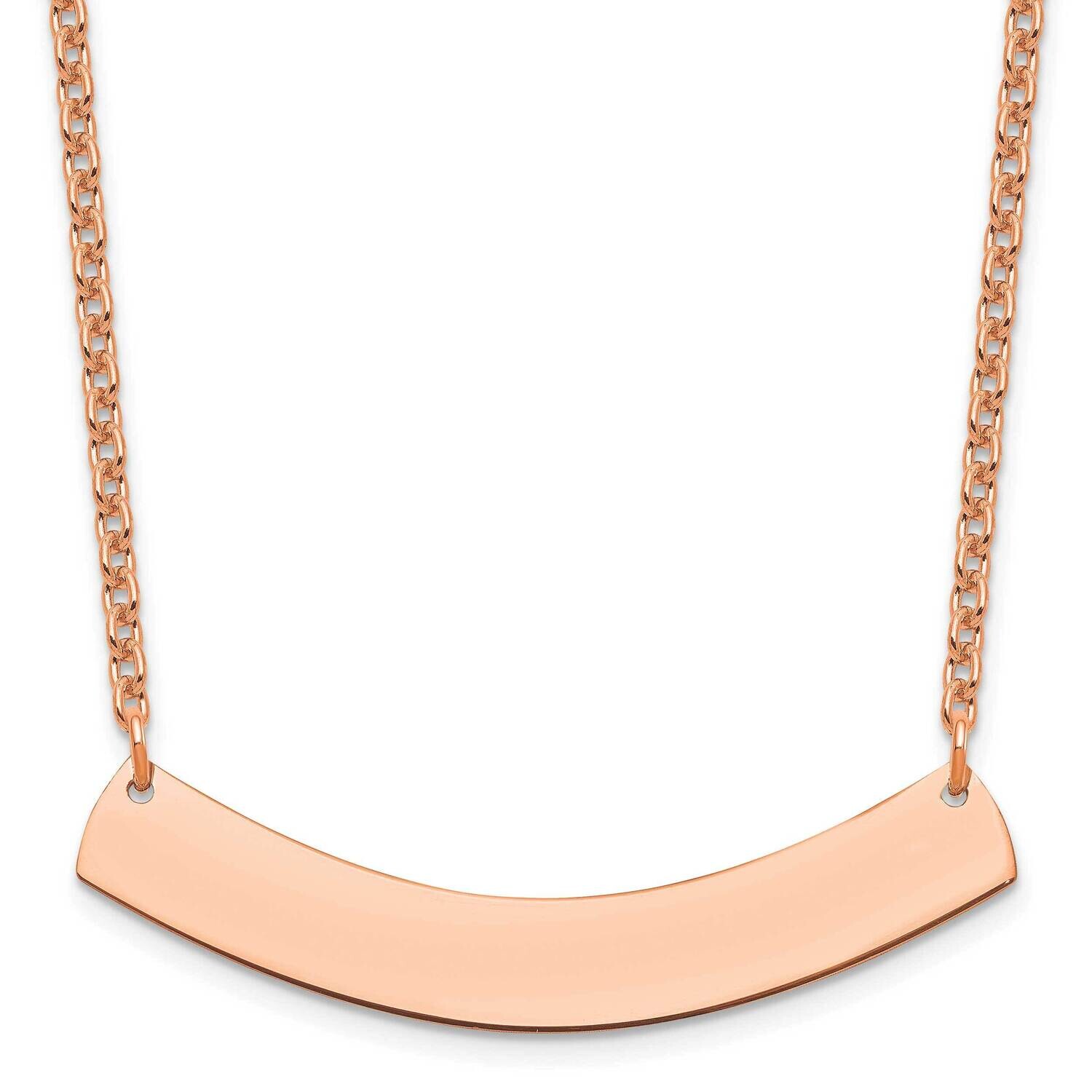 Rose-Plated Medium Polished Curved Blank Bar Necklace Sterling Silver XNA1205RP, MPN: XNA1205RP,