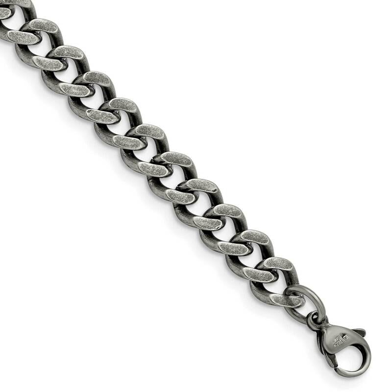 Chisel Oxidized 7.5mm 8 Inch Curb Chain Stainless Steel SRN1611-8